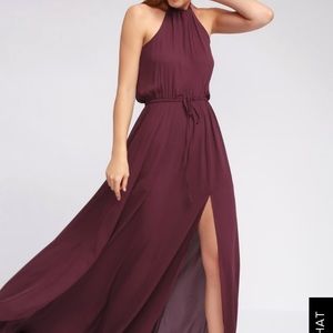 NWT✨Lulu’s Essence of Style plum purple maxi dress